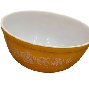 Vintage MCM 70s Pyrex Butterfly Gold Mixing Nesting Bowl #401 Mustard 1.5 PT